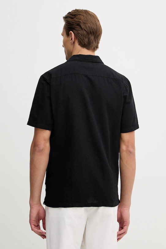 Odzież Lindbergh koszula lniana 30.203319.BLACK czarny