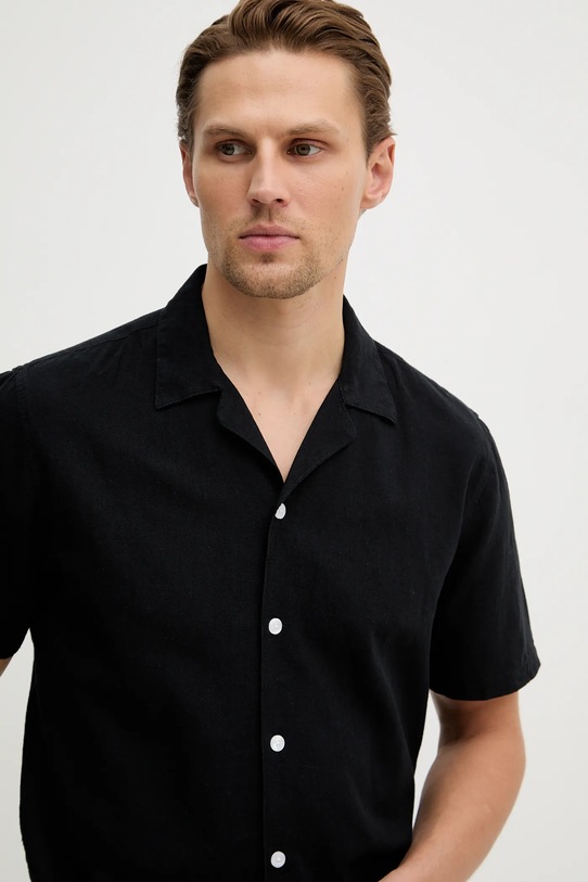 Lindbergh koszula lniana czarny 30.203319.BLACK