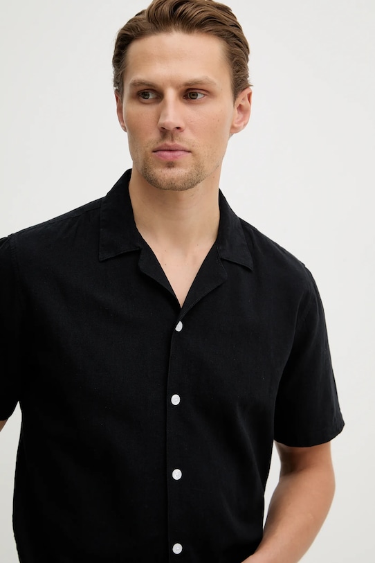 Lindbergh koszula lniana czarny 30.203319.BLACK