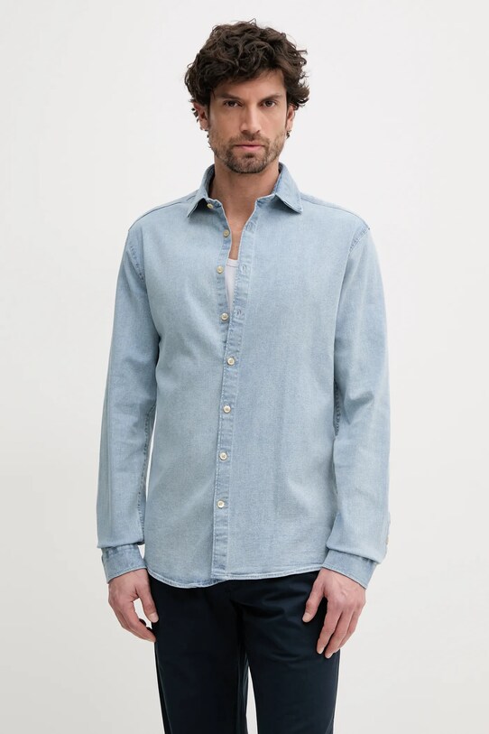 Τζιν πουκάμισο Lindbergh με ελαστάν μπλε 30.203652.FADED.BLUE