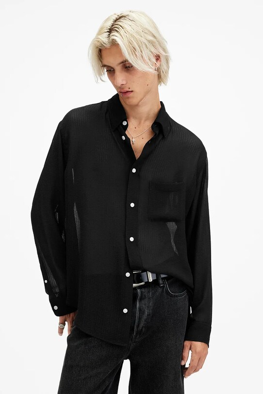 AllSaints cămașă ANDO lung negru M037SC