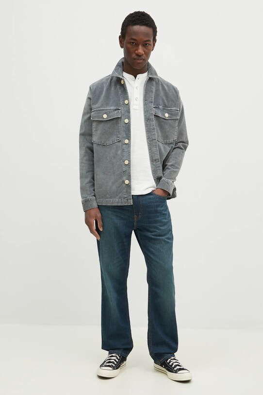 Рубашка из велюра AllSaints HARRIER M171SB серый SS25