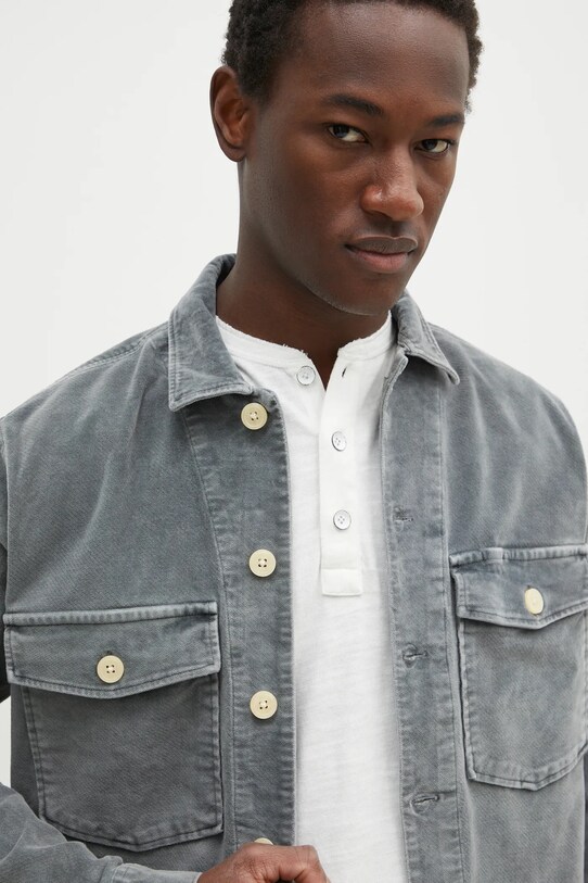 Рубашка из велюра AllSaints HARRIER серый M171SB