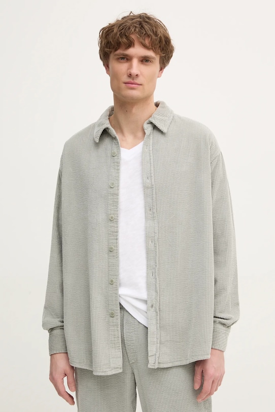 American Vintage camicia in velluto a coste semplice verde MPADO06AE25