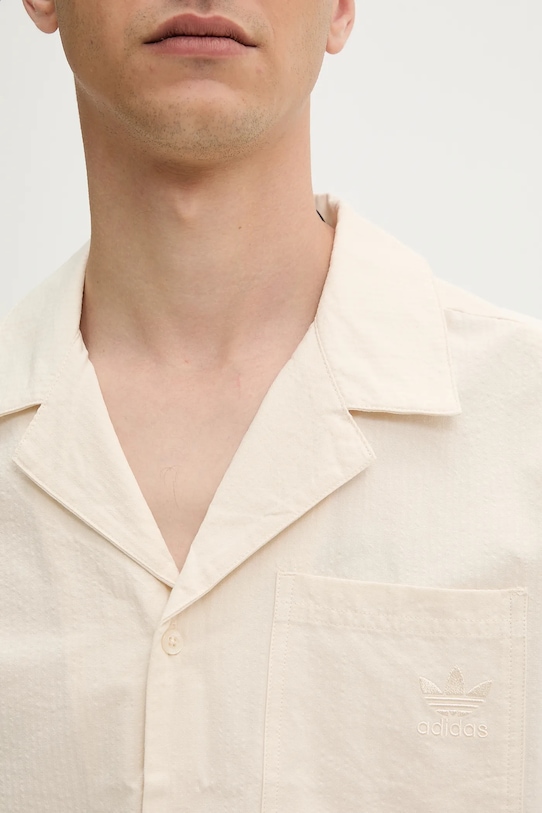 Bavlněná košile adidas Originals Essential béžová JD2456