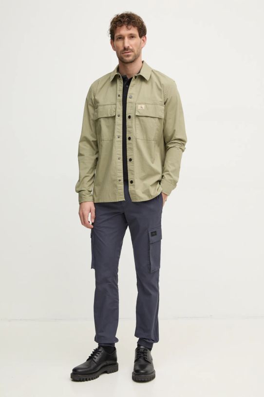 Košile Calvin Klein Jeans J30J327584 zelená SS25