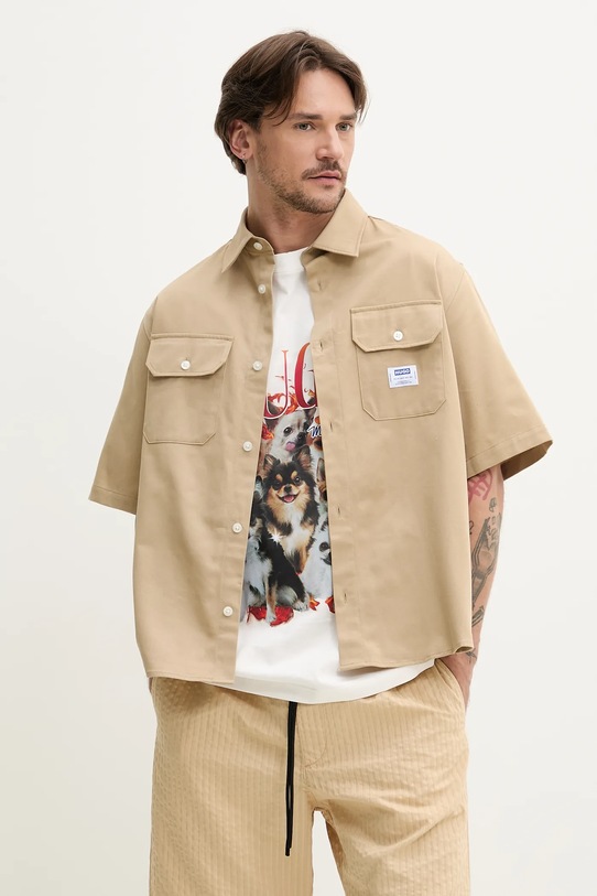 Hugo Blue koszula bawełniana bawełna beżowy 50517871