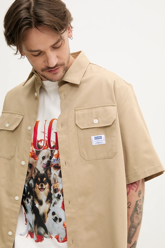 Odzież Hugo Blue koszula bawełniana 50517871 beżowy