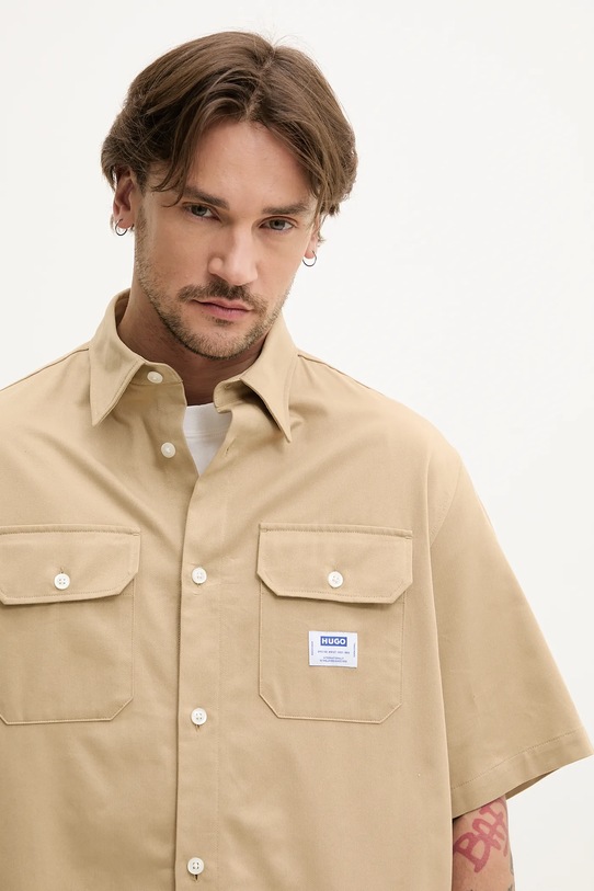 Hugo Blue koszula bawełniana beżowy 50517871