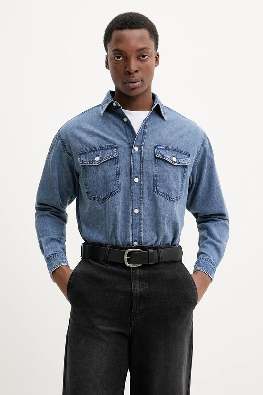Бавовняна сорочка Hugo Blue casual блакитний 50534162
