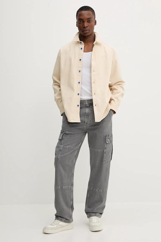 Hugo Blue camicia in cotone 50539120 beige SS25