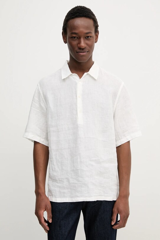 Льняне поло BARENA VENEZIA Camicia Mola regular білий CAU5072.3007