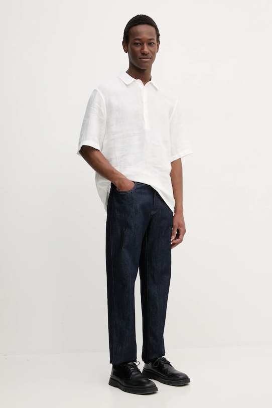 Льняне поло BARENA VENEZIA Camicia Mola CAU5072.3007 білий SS25