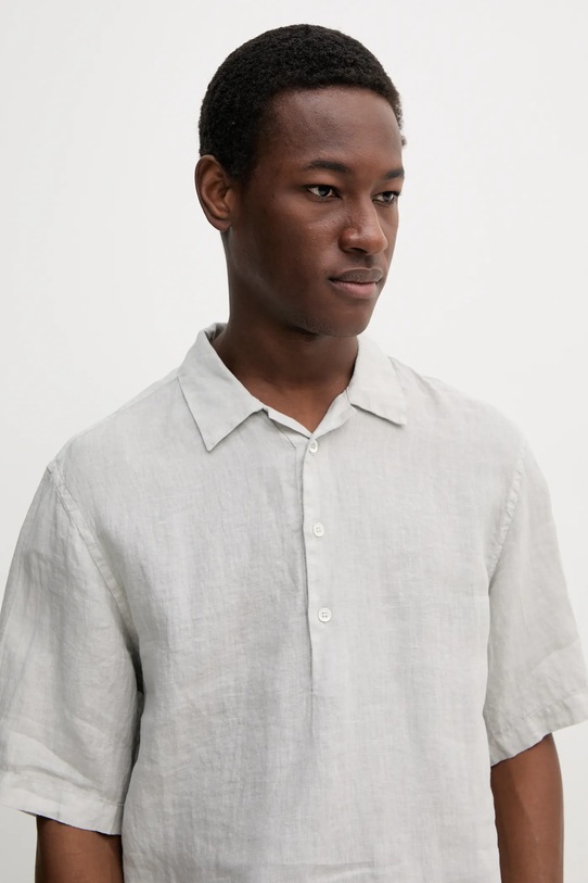 Льняное поло BARENA VENEZIA Camicia Mola серый CAU5072.3007