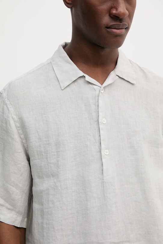 Льняное поло BARENA VENEZIA Camicia Mola CAU5072.3007 серый