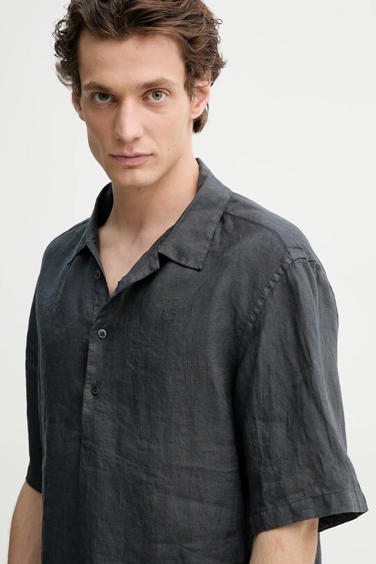 Льняне поло BARENA VENEZIA Camicia Mola сірий CAU5072.3007