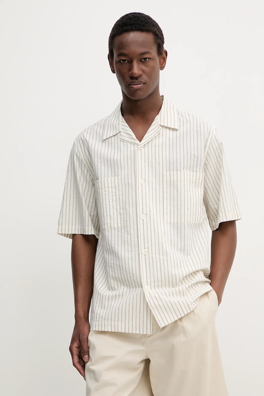 BARENA VENEZIA koszula bawełniana Camicia Mola wzorzyste beżowy CAU5073.2764