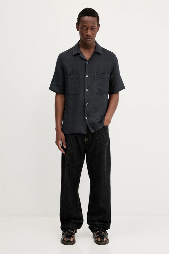 BARENA VENEZIA cămașă de in Camicia Mola CAU5073.3144 bleumarin SS25