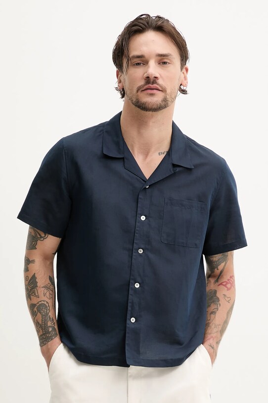 Ľanová košeľa ZADIG&VOLTAIRE relaxed tmavomodrá WMSH01328.404