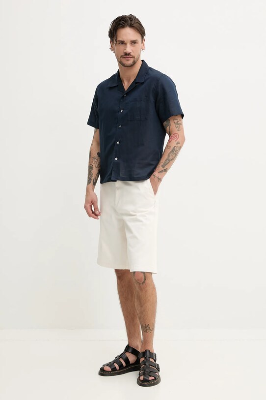 Ľanová košeľa ZADIG&VOLTAIRE WMSH01328.404 tmavomodrá SS25