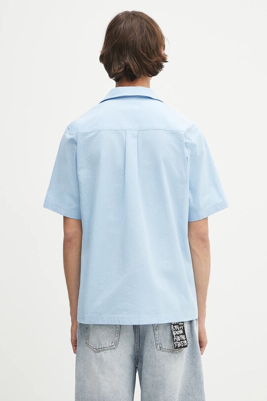 Clothing adidas Originals cotton shirt Essentials Seersucker Short Sleeve Shirt JD2457 blue