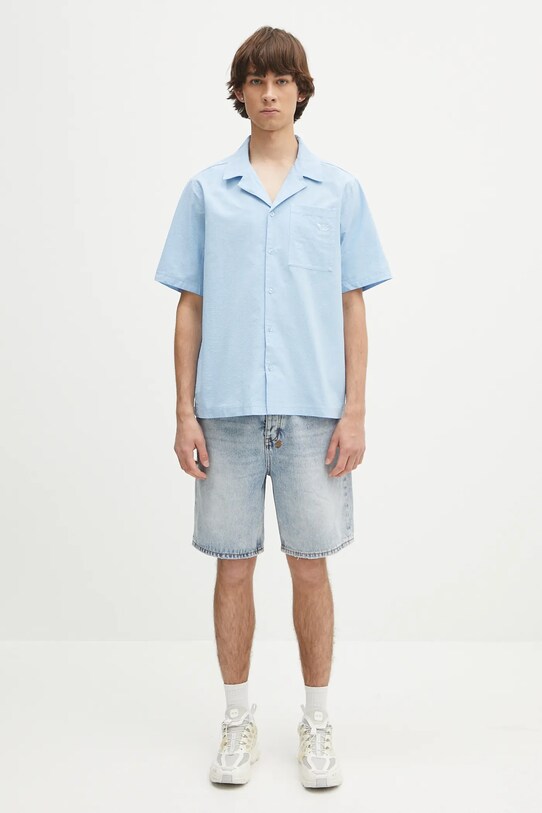 adidas Originals cotton shirt Essentials Seersucker Short Sleeve Shirt JD2457 blue