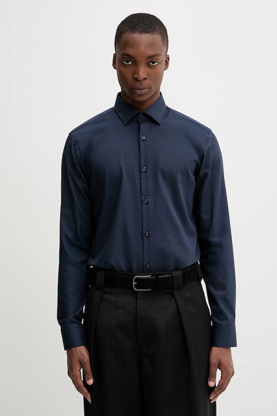 Βαμβακερό πουκάμισο HUGO slim σκούρο μπλε 50539707