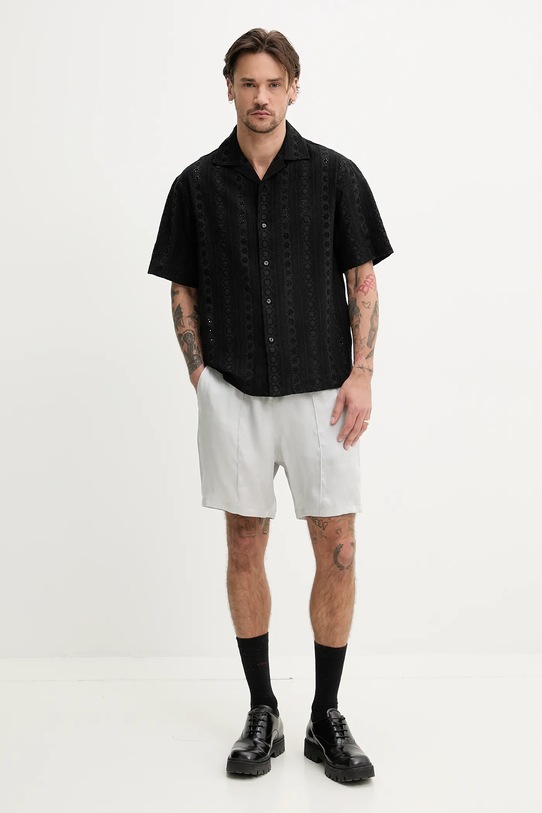 Bavlněná košile HUGO 50539344 černá SS25