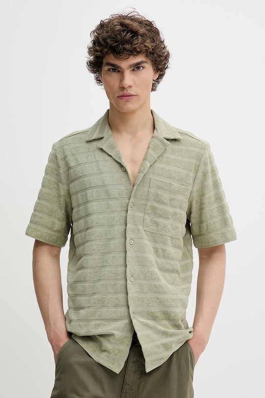 HUGO cămașă din bumbac scurt verde 50539351