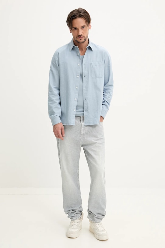 Bavlněná košile HUGO 50539835 modrá SS25