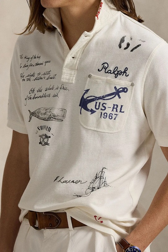 Bavlnené polo tričko Polo Ralph Lauren biela 710965004