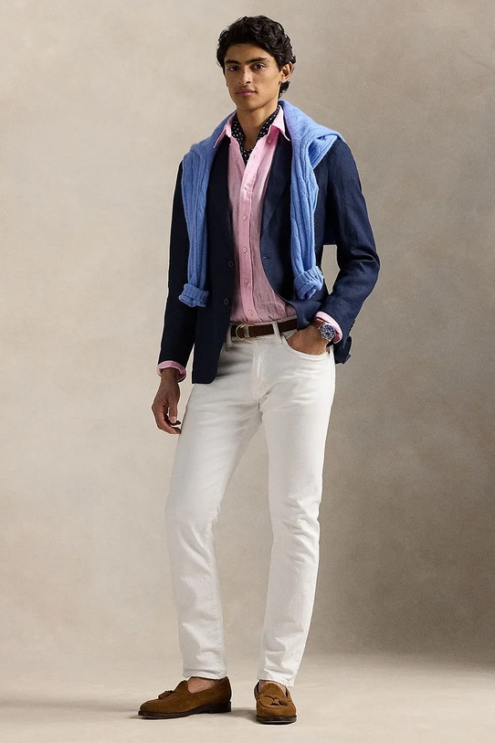 Сорочка з льону Polo Ralph Lauren рожевий 710968915