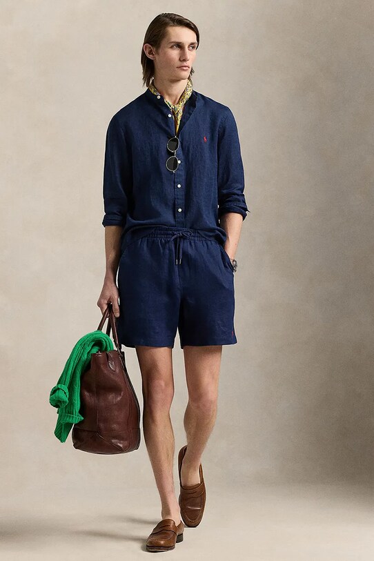 Îmbrăcăminte Polo Ralph Lauren cămașă de in 710968925 bleumarin