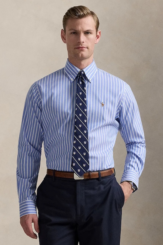 Polo Ralph Lauren camicia in cotone regolare blu 712968981