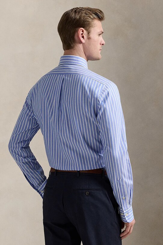 Хлопковая рубашка Polo Ralph Lauren 712968981 голубой SS25