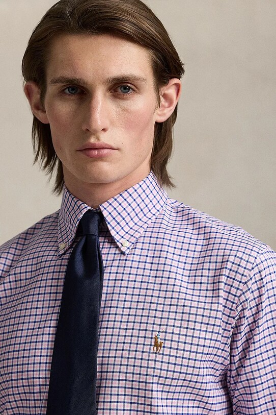 Хлопковая рубашка Polo Ralph Lauren розовый 712969014