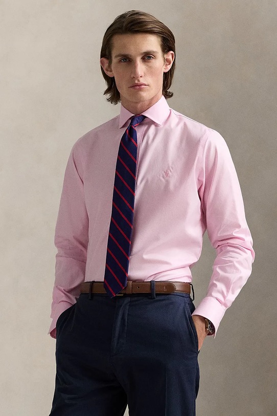 Бавовняна сорочка Polo Ralph Lauren гладкий рожевий 712969015