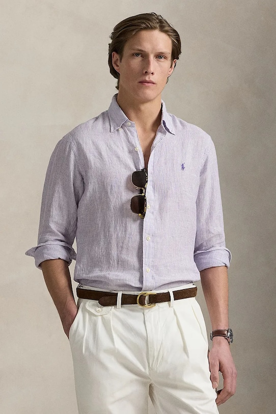 Polo Ralph Lauren cămașă de in cu modele violet 710968973