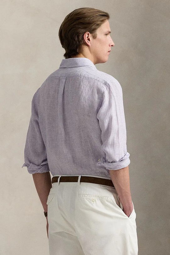 Сорочка з льону Polo Ralph Lauren 710968973 фіолетовий SS25