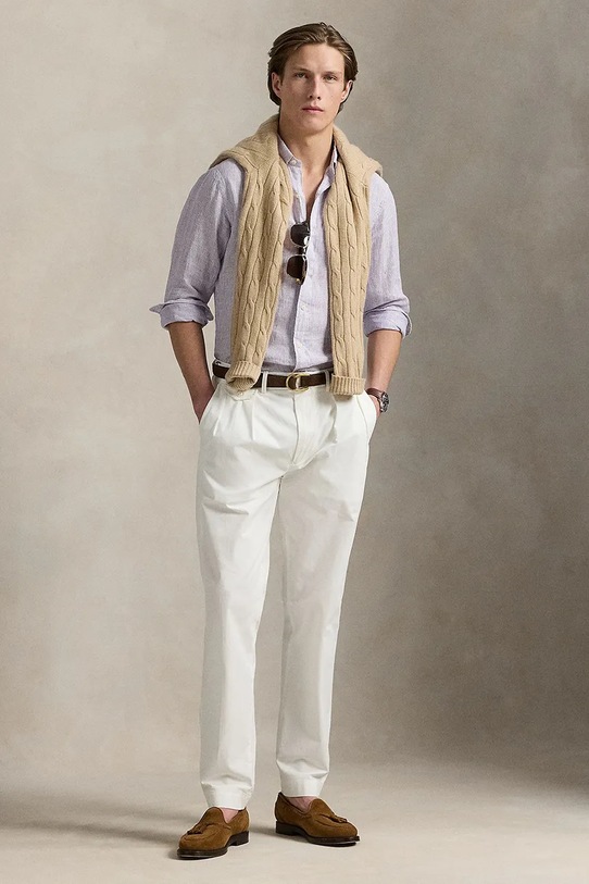 Одяг Сорочка з льону Polo Ralph Lauren 710968973 фіолетовий