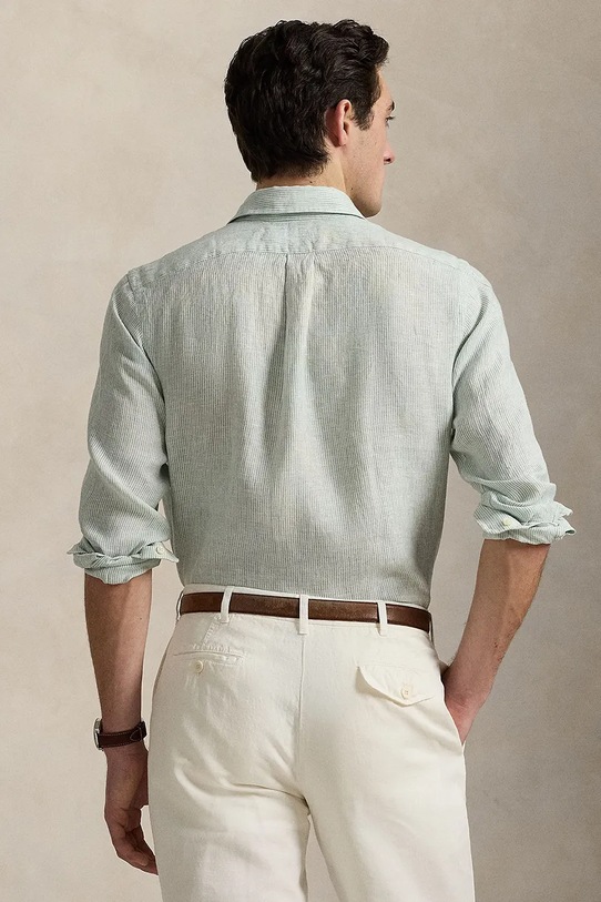 Lanena košulja Polo Ralph Lauren 710968973 zelena SS25