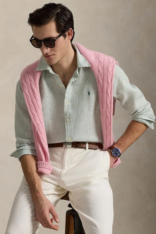 Polo Ralph Lauren camicia di lino 710968973 verde
