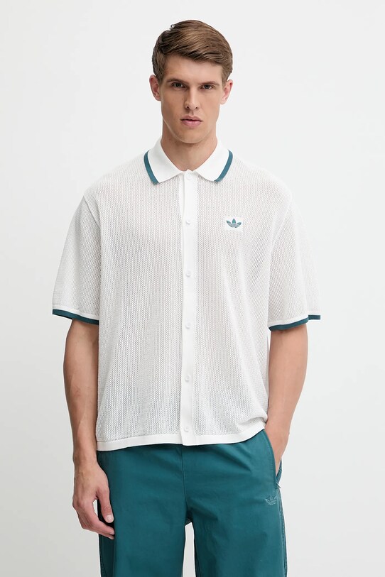 adidas Originals koszula bawełniana Knitted Shirt bawełna biały KC3526