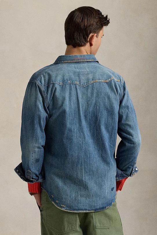 Džínová košile Polo Ralph Lauren Long Sleeve Sport Shirt 710963181 modrá SS25