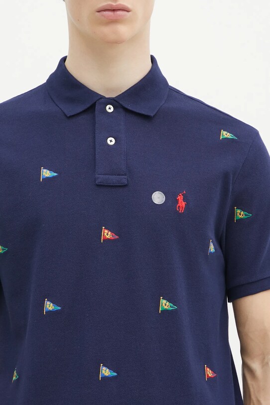 Βαμβακερό μπλουζάκι πόλο Polo Ralph Lauren Shirt σκούρο μπλε 710964722