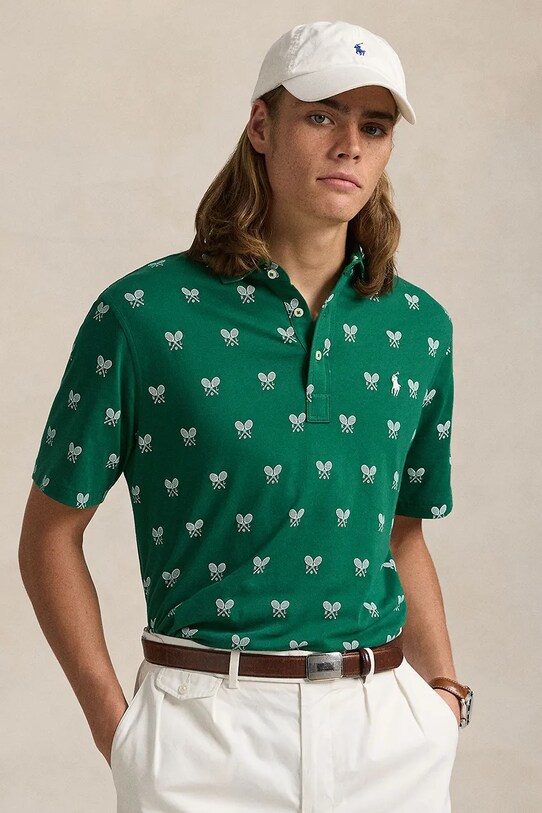 Polo Ralph Lauren polo bawełniane Polo Shirt wzorzyste zielony 710964977