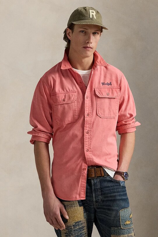Βαμβακερό πουκάμισο Polo Ralph Lauren Sport Shirt κανονικό κόκκινο 710965069