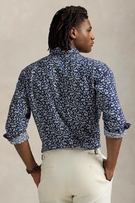 Πουκάμισο από λινό Polo Ralph Lauren Sport Shirt 710968911 μπλε SS25