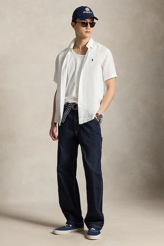 Odzież Polo Ralph Lauren koszula lniana Sport Shirt 710968912 biały