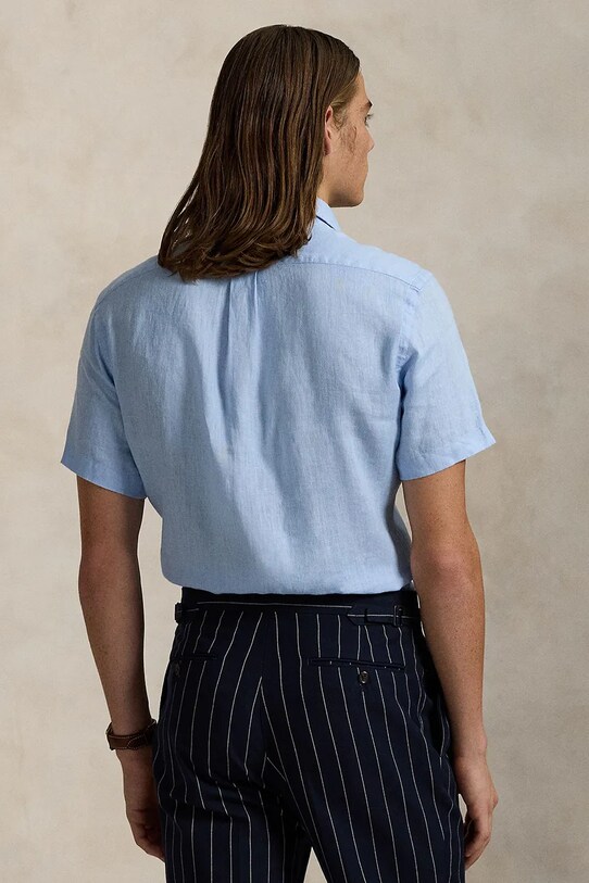 Polo Ralph Lauren camicia di lino Sport Shirt 710968912 blu SS25